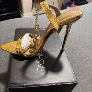 Gold High Heel Sandals